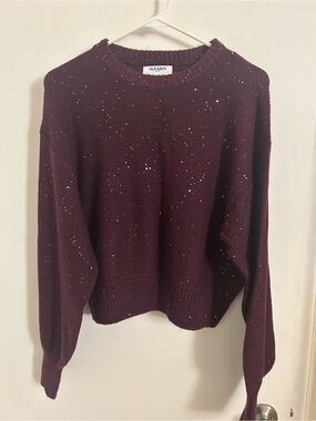 Old Navy Plum Paradise Crew Neck Sequins Sweater